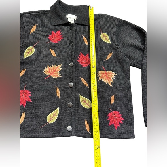 KB COLLECTION Vintage 90s fall leaves sweater cardigan button up grannycore EUC - Picture 7 of 8